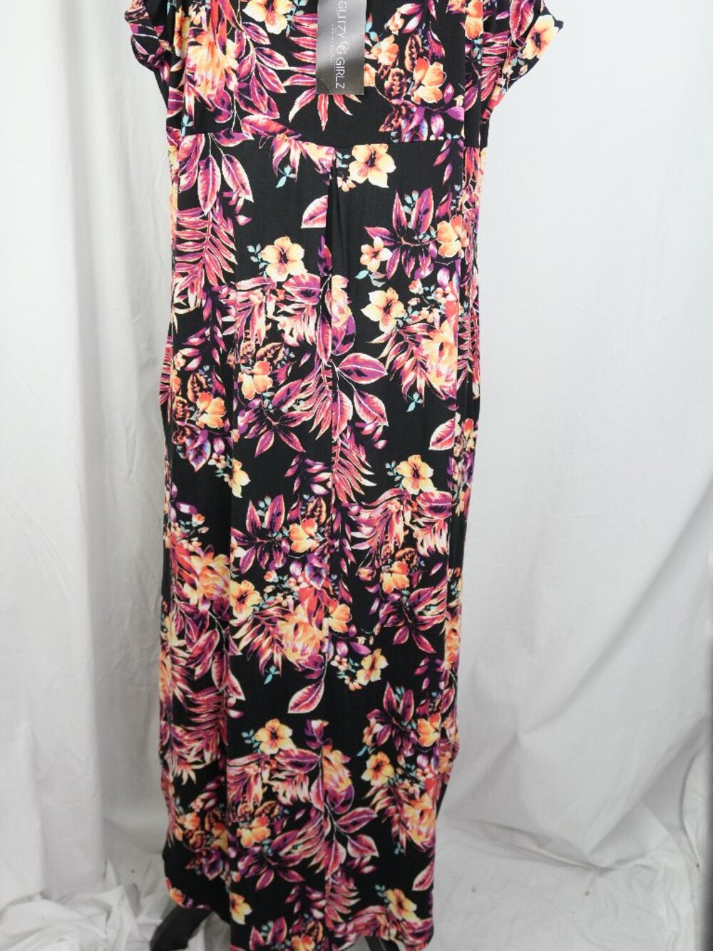 NWT Maxi Dress with Pockets Glitzy Girlz Womens XL Floral Hawaiian Beach Soft - Picture 3 of 6